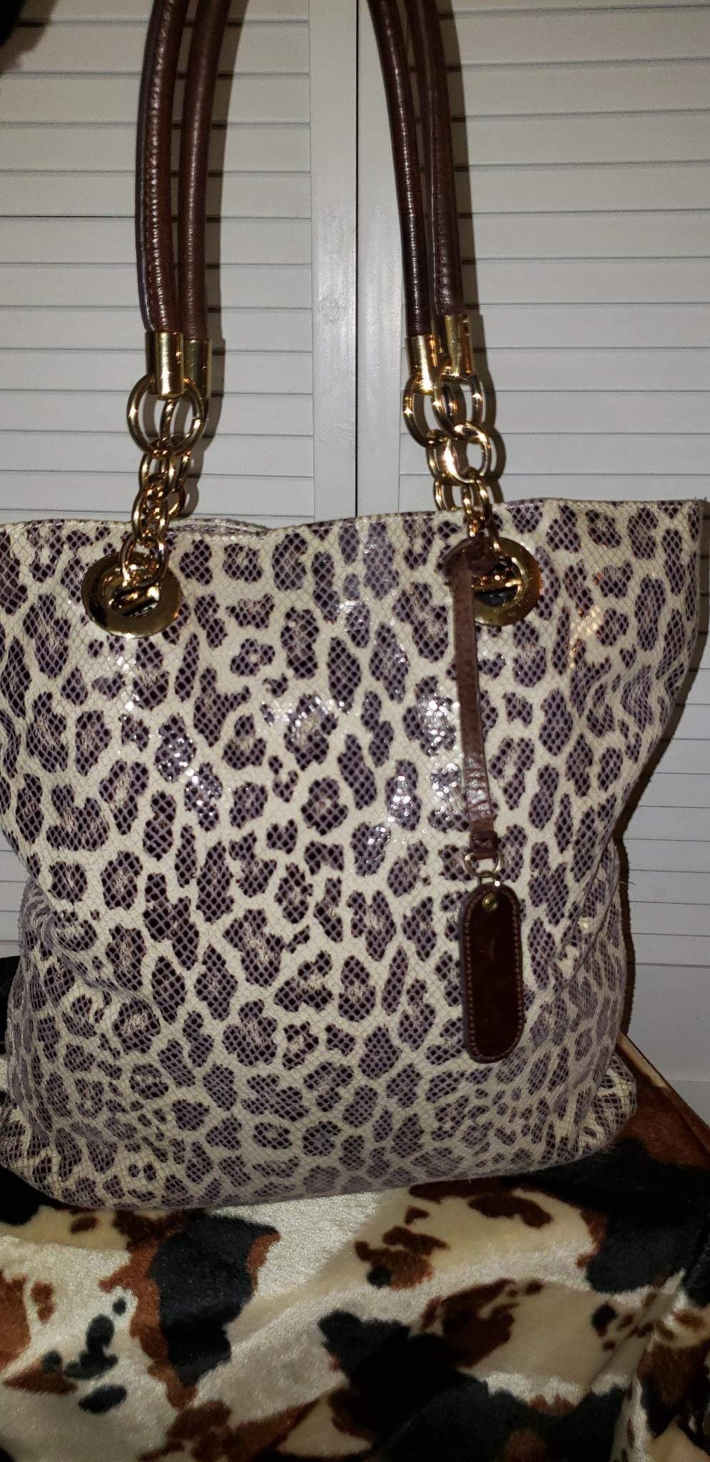 Animal Print Leather Tote